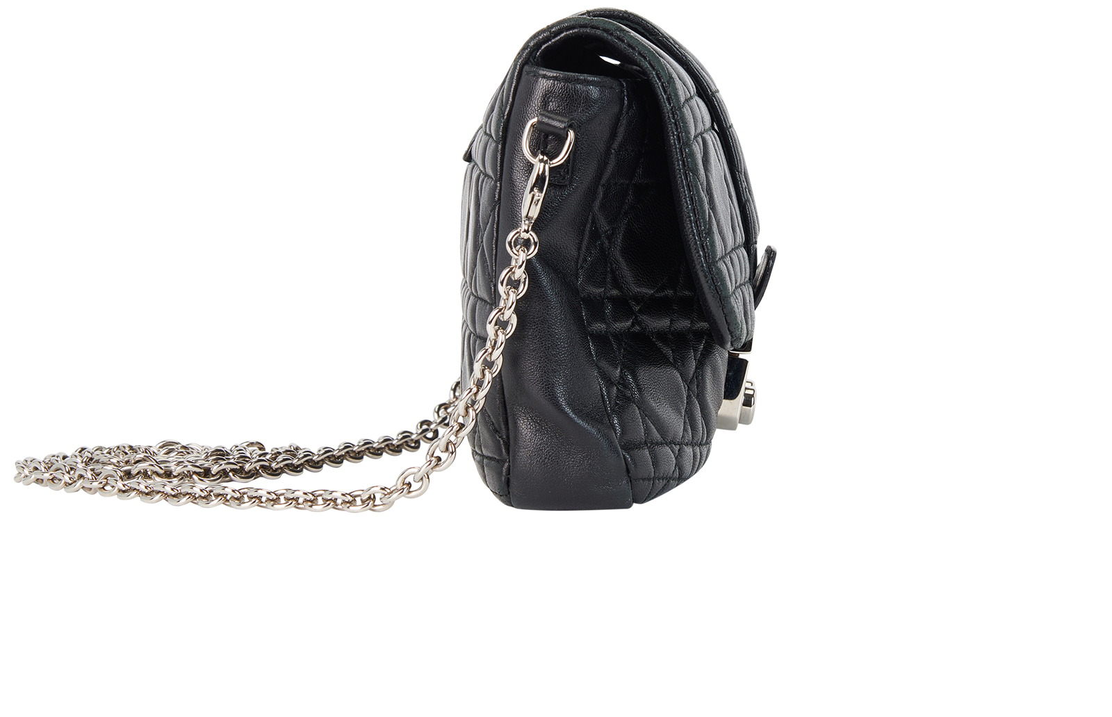 Miss Dior Flap Bag, &pound;595, Handbags, Black, Lambskin Leather, Side view